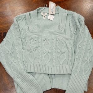 Mint green sweater set with crop sweater. NWT. Petite Size small.